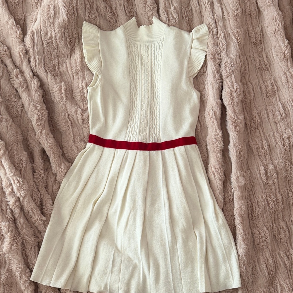 Janie and Jack Cream Dress with Red Waistband